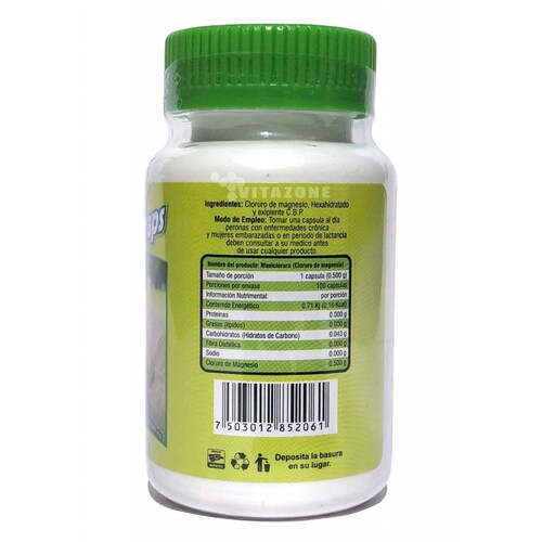 Cloruro De Magnesio 100 Cápsulas De 500 Mg Maxicloruro. 