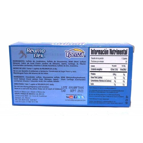 Reumoflex 30 Capletas De 800 Mg Ypenza. 