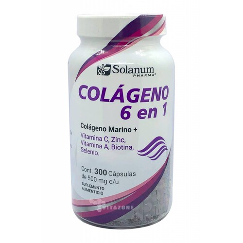 Colágeno Marino Vitamina C Zinc Biotina Selenio 300 Caps 6-1 