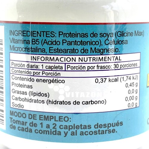 Vitamina B5 Ácido Pantoténico 30 capletas de 400 mg Riket 