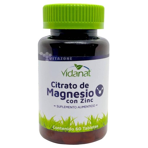 Citrato de Magnesio Zinc 60 tabletas Vidanat 