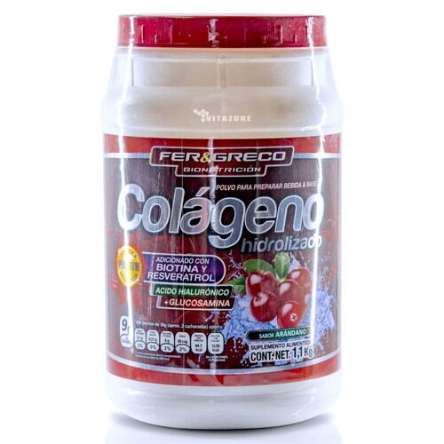 Colágeno Hidrolizado Glucosamina Biotina Arándano 1.1 kg 
