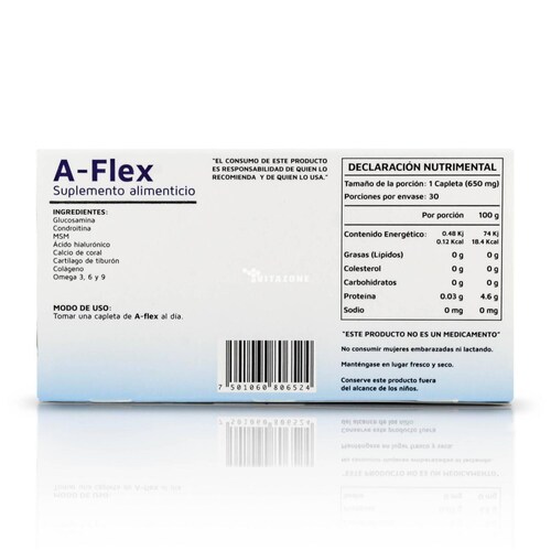 Glucosamina Condroitina Colageno 30 capletas A-Flex Ypenza 