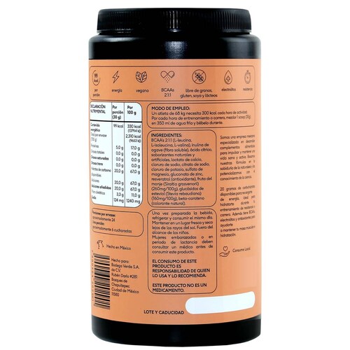 Carbs Mix Dextrosa Fructosa Electrolitos 700 g Limon Quenut 