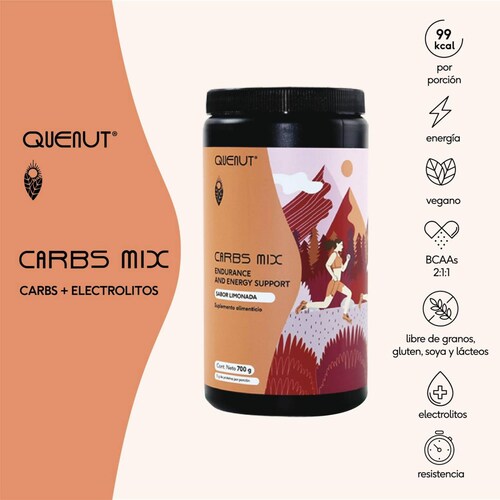 Carbs Mix Dextrosa Fructosa Electrolitos 700 g Limon Quenut 