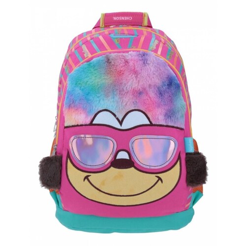 Mochila Cuatro Ojos Changolos Panel Frontal De Peluche 
