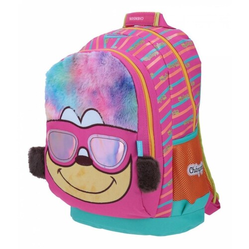 Mochila Cuatro Ojos Changolos Panel Frontal De Peluche 