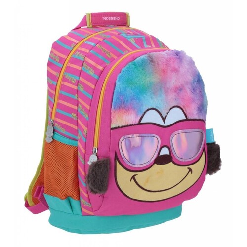 Mochila Cuatro Ojos Changolos Panel Frontal De Peluche 