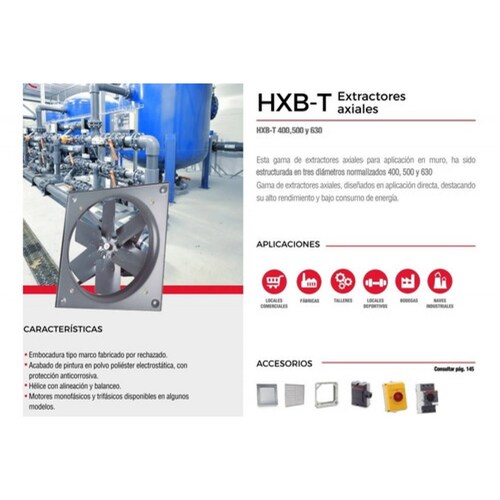 Extractor De Aire Para Muro Pared Axial Modelo Hxb-400 H.
