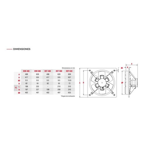 Extractor De Aire Para Muro Pared Axial Modelo Hxb-400 H.