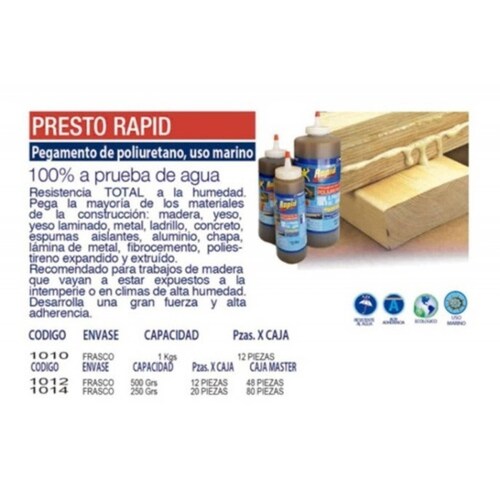 Pegamento Rapid 1 Kg Para Madera De Exterior