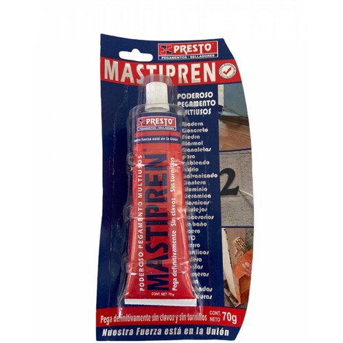 Pegamento Multiuso Presto Sin Clavo tornillo Mastipren Tubo 70 Mg