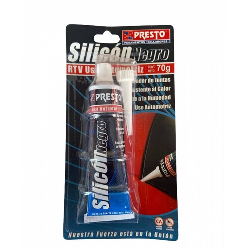 Silicon 100% Rtv Presto   Cartucho Negro 70g Alta Temp