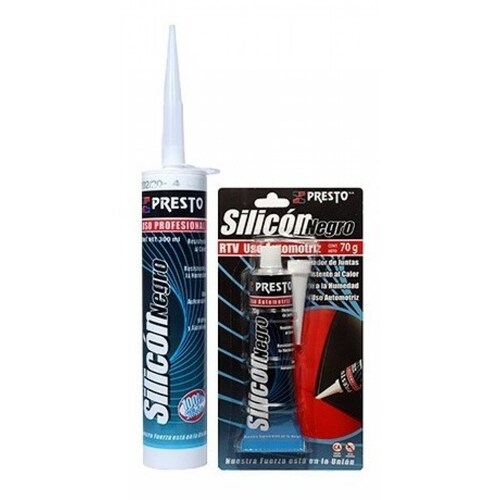 Silicon 100% Rtv Presto   Cartucho Negro 70g Alta Temp