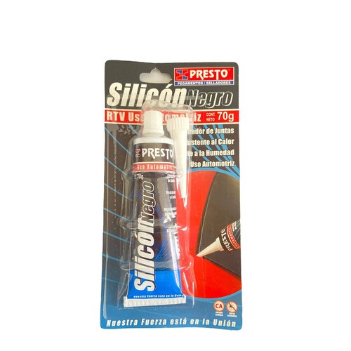 Silicon 100% Rtv Presto   Cartucho Negro 70g Alta Temp