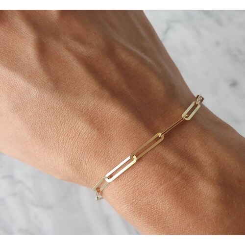 Pulsera Clip 3 mm Oro Sólido 14k 