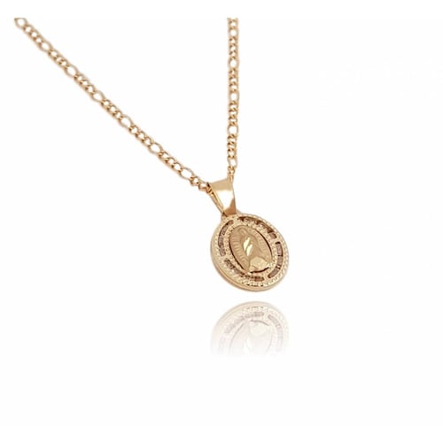 Cadena Con Medalla Dije Virgen de Guadalupe Bautizo Oro 10k Sólido 