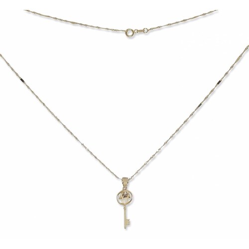 Preciosa Gargantilla Dije Llave Mano Fatima Oro Sólido 14k 