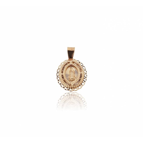 Dije Medalla Virgen De Guadalupe Oro 14k Sólido Bautizo Bebe 
