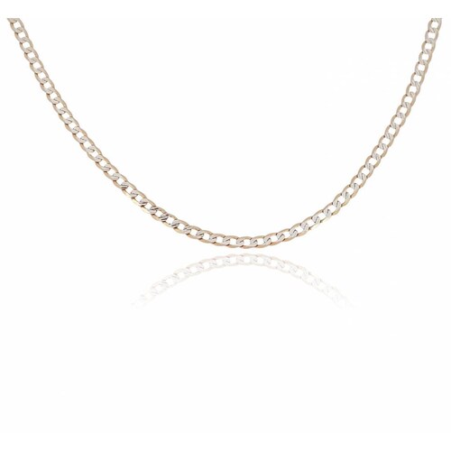 Cadena Caballero Barbada Diamantada 3mm 65 Cm Oro Sólido 14k 