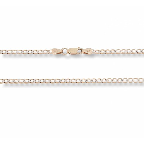 Cadena Caballero Barbada Diamantada 3mm 65 Cm Oro Sólido 14k 