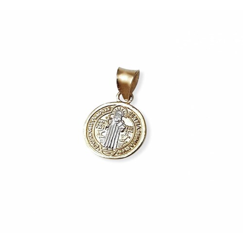 Medalla San Benito 1.1 Cm Bautizo Bebe Oro Sólido 14k 