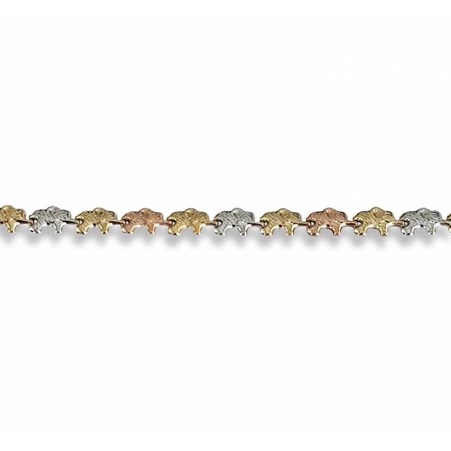 Hermosa Pulsera Pulso Elefantes 3 Oros Sólido 10k 