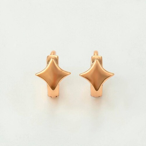 CRISTAL AMOR - Arracadas Huggies Estrella Para Niña Oro 14k Laminado 