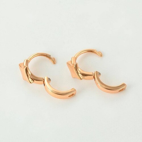 CRISTAL AMOR - Arracadas Huggies Estrella Para Niña Oro 14k Laminado 