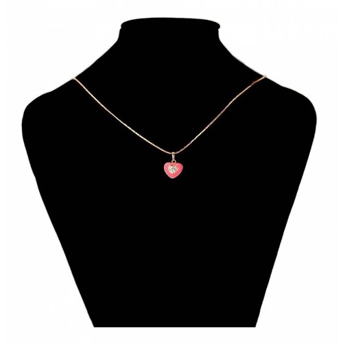 CRISTAL AMOR - Collar Corazón Rosa Cristal Oro 18k Laminado  