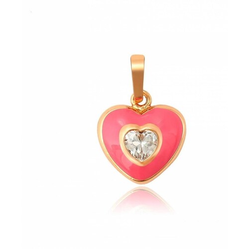 CRISTAL AMOR - Collar Corazón Rosa Cristal Oro 18k Laminado  