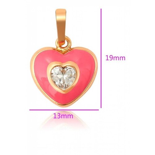 CRISTAL AMOR - Collar Corazón Rosa Cristal Oro 18k Laminado  