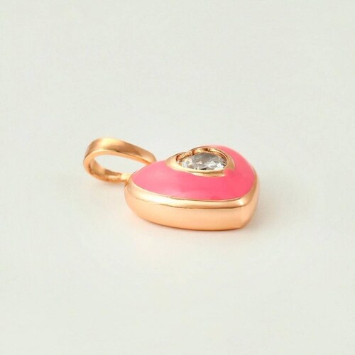 CRISTAL AMOR - Collar Corazón Rosa Cristal Oro 18k Laminado  