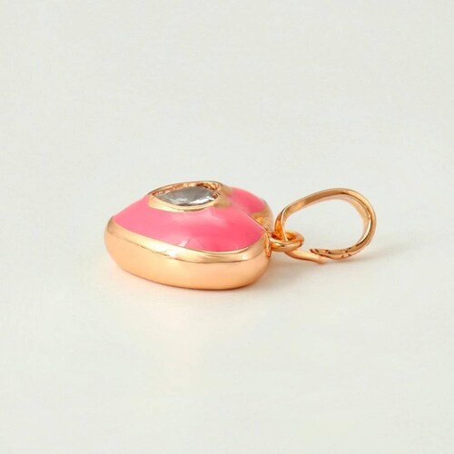 CRISTAL AMOR - Collar Corazón Rosa Cristal Oro 18k Laminado  
