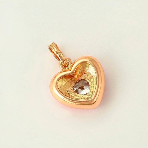 CRISTAL AMOR - Collar Corazón Rosa Cristal Oro 18k Laminado  