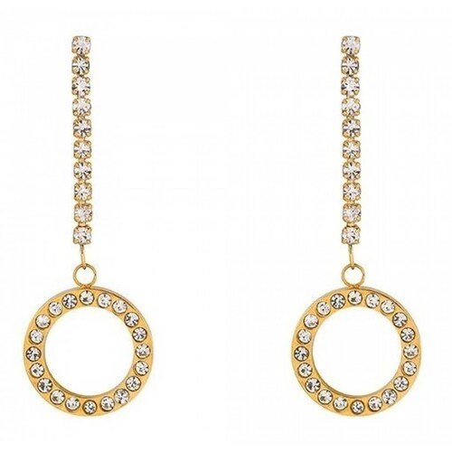 CRISTAL AMOR - Aretes Cristal Largos Diamante Oro 24k Laminado 