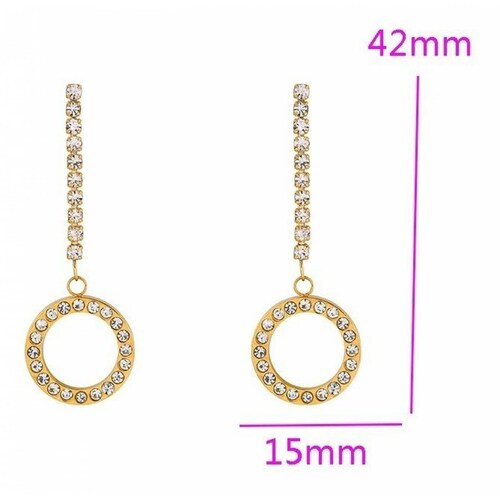 CRISTAL AMOR - Aretes Cristal Largos Diamante Oro 24k Laminado 