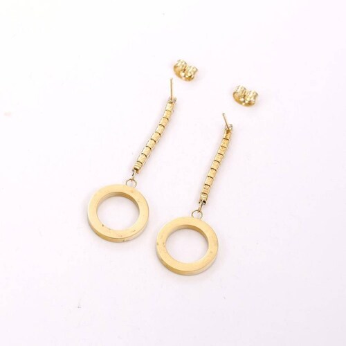 CRISTAL AMOR - Aretes Cristal Largos Diamante Oro 24k Laminado 