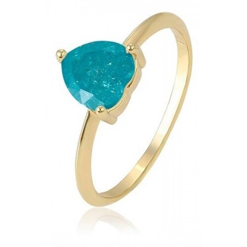CRISTAL AMOR - Anillo Amor Corazón Ópalo Natural Oro 14k Laminado  Azul 9