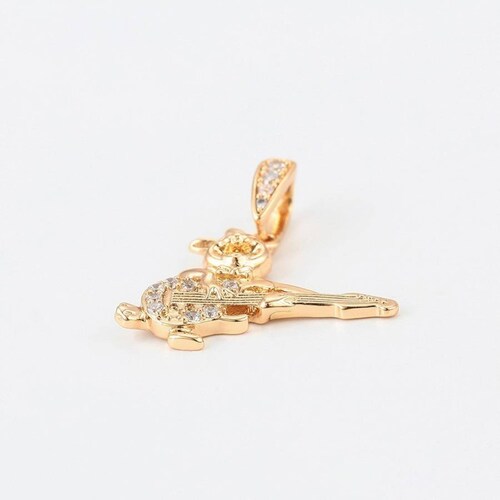 CRISTAL AMOR - Dije Conejo Guitarra Cristales Y Cadena Oro 14k Laminado 