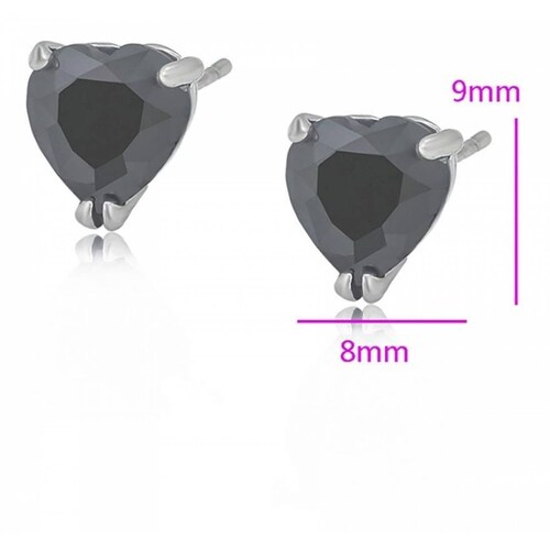 CRISTAL AMOR - Aretes Broquel Corazon Cristal Onix Oro 14k Laminado 