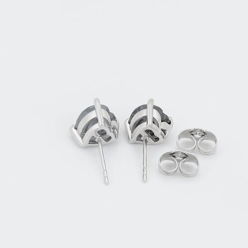 CRISTAL AMOR - Aretes Broquel Corazon Cristal Onix Oro 14k Laminado 