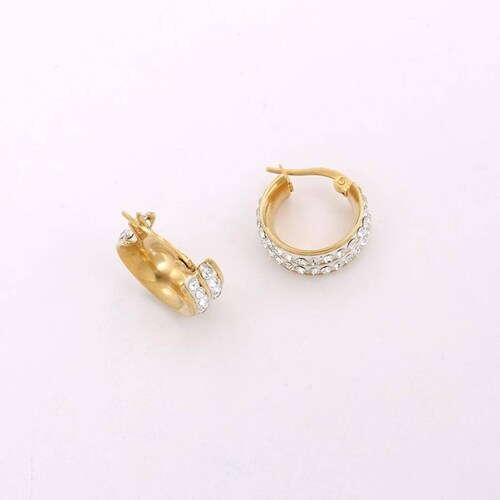 CRISTAL AMOR - Bellas Arracadas De Oro 24k Laminado Cristales Tornasol .