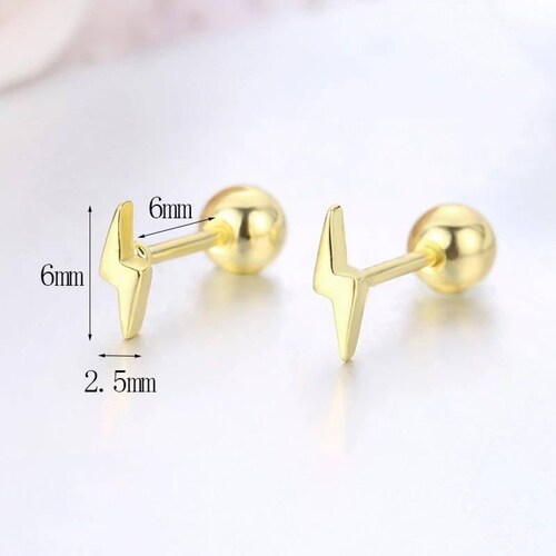 CRISTAL AMOR - Broqueles Rayito Oro 14k Laminado Bolita Niña O Adulto Amarillo