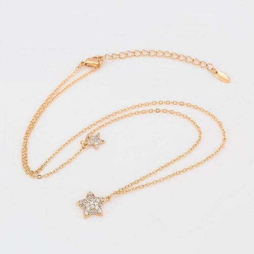 CRISTAL AMOR - Collar Estrella con Cristales Oro 14k Laminado Juvenil 