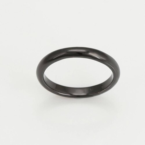 CRISTAL AMOR - Anillo Argolla Lisa Para Hombre Oro Negro 14k Laminado 12