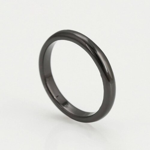 CRISTAL AMOR - Anillo Argolla Lisa Para Hombre Oro Negro 14k Laminado 12
