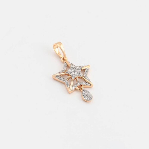 CRISTAL AMOR - Collar Y Aretes Estrella Cristales Oro 18k Laminado 