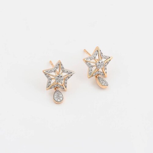 CRISTAL AMOR - Collar Y Aretes Estrella Cristales Oro 18k Laminado 