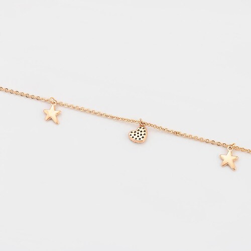 CRISTAL AMOR - Fina Pulsera Esclava Corazón Mujer En Oro Laminado 18k Con Cristales Austriacos 